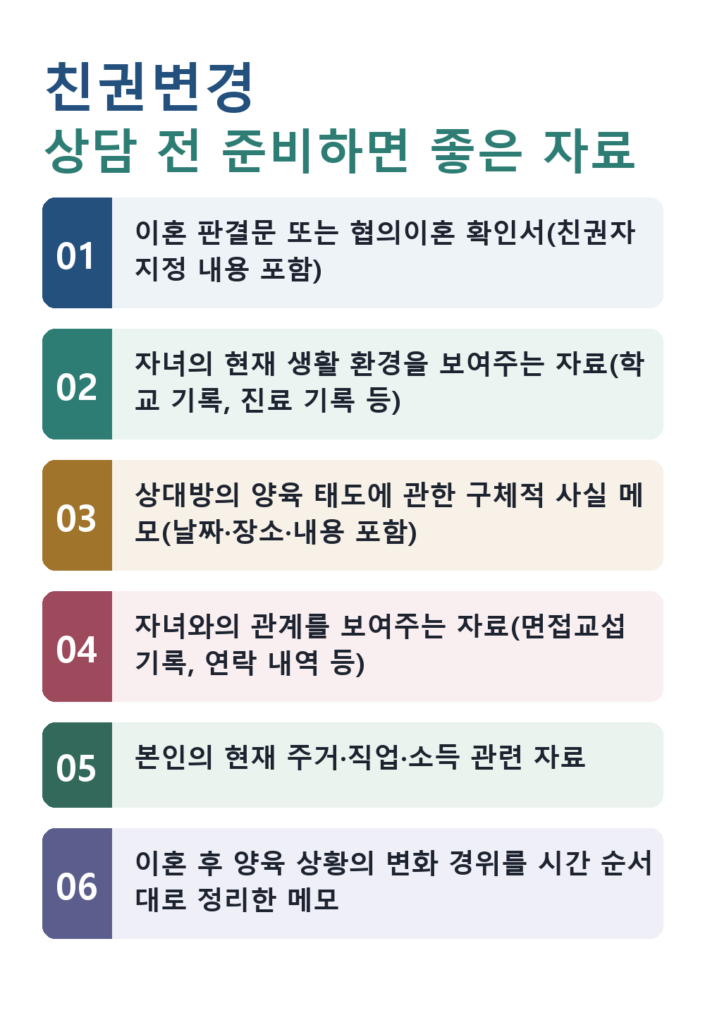친권변경 상담 전 준비하면 좋은 자료